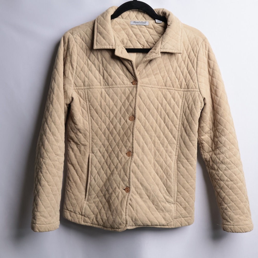 River's‎ End Womens Quilted Microsuede Jacket Tan Beige Size S 8080